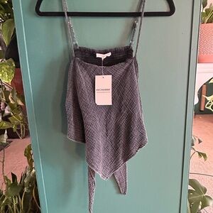 Eesome Charcoal Textured Sleeveless Tank Top Bandana Festival Concert